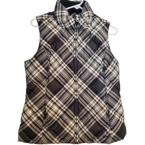 Eddie Bauer Plaid Puffer Vest EB700 Goose Down Womens‎ Size Small